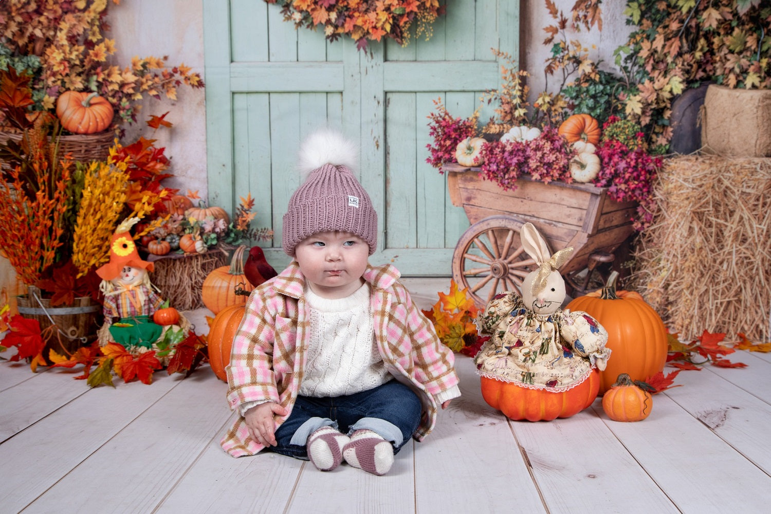 Fondo de puerta de calabazas rústicas de otoño diseñado por Emetselch