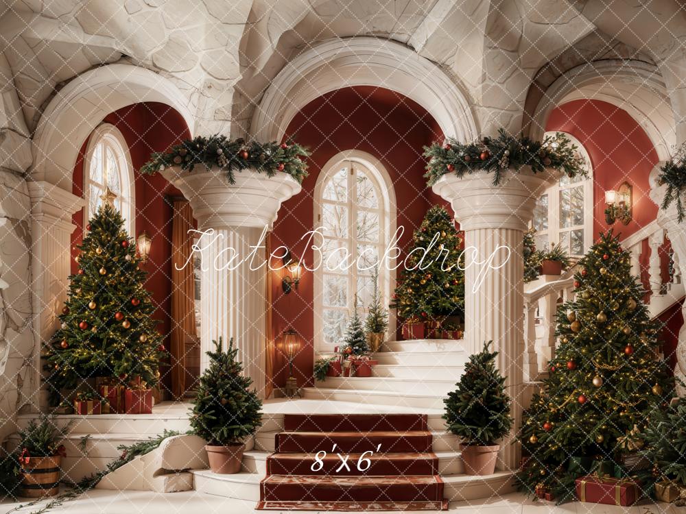 Fondo de árbol de arco de columnas retro de Navidad Designed by Emetselch