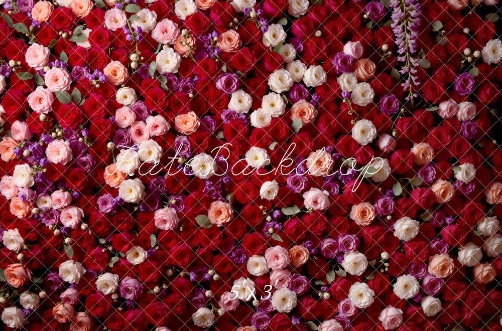 Kate Floral Red Pink Rose Wall Backdrop Designed by Mini MakeBelieve