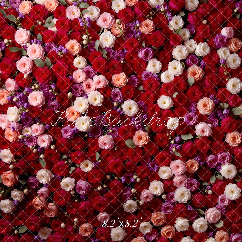 Kate Floral Red Pink Rose Wall Backdrop Designed by Mini MakeBelieve