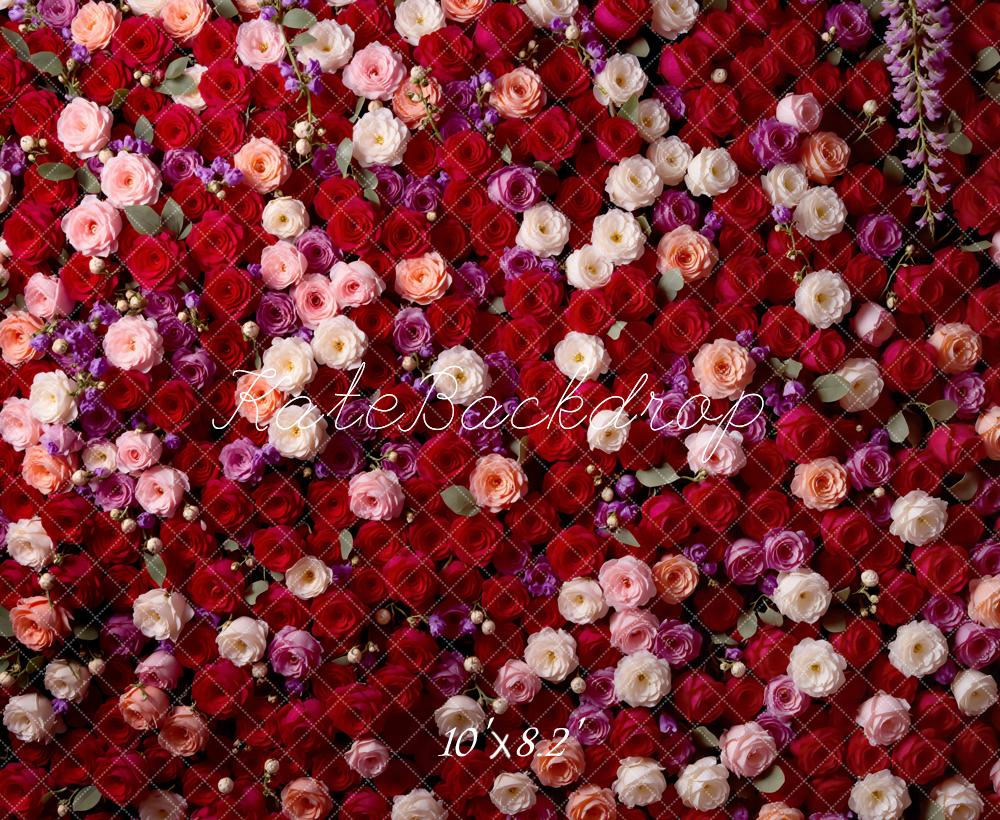 Kate Floral Red Pink Rose Wall Backdrop Designed by Mini MakeBelieve