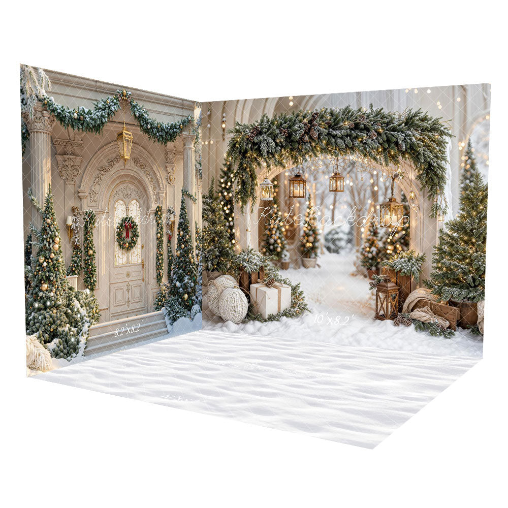 Guirnalda Arco de Navidad Árboles de Nieve Conjunto de Habitación Mansión