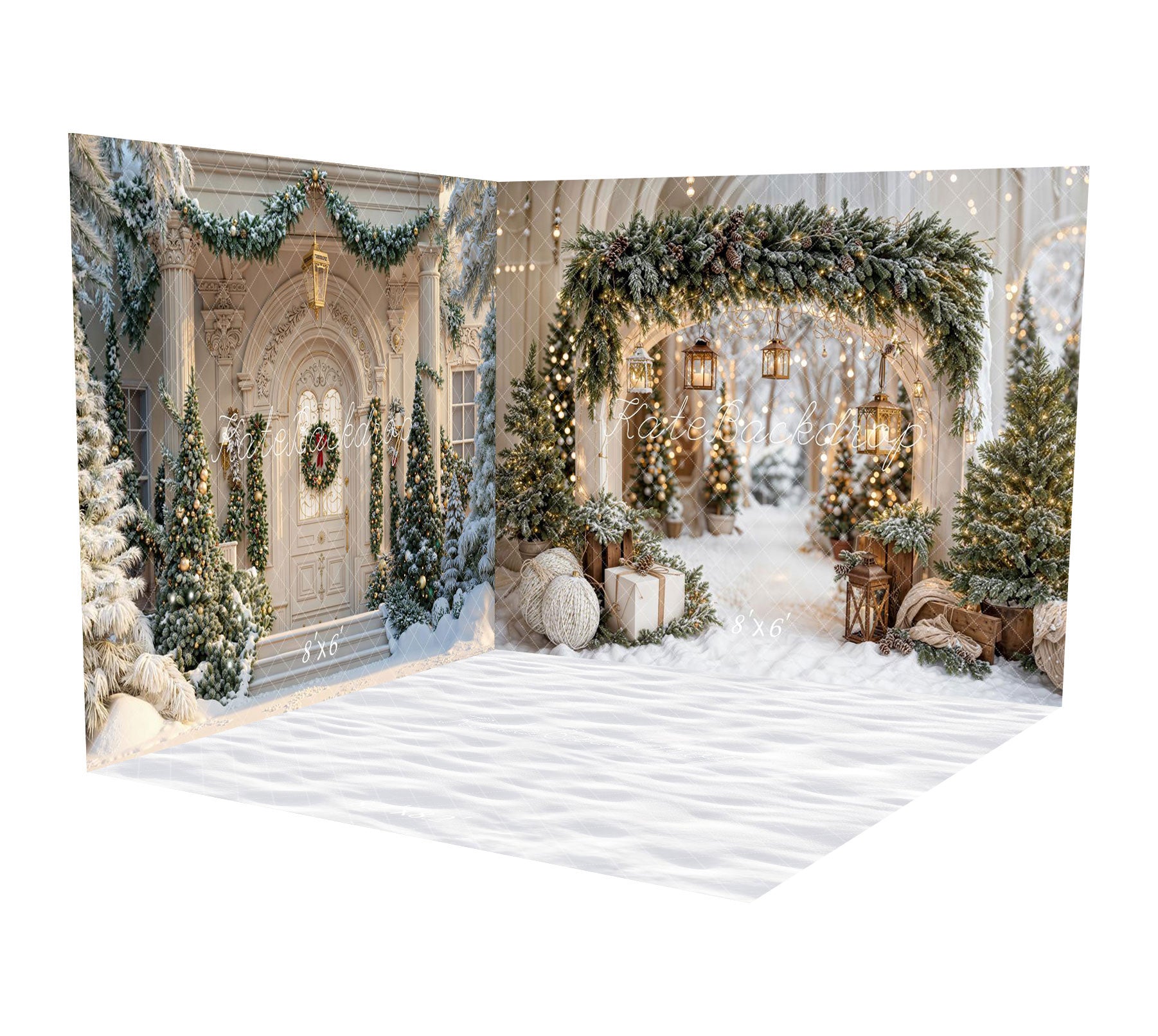 Guirnalda Arco de Navidad Árboles de Nieve Conjunto de Habitación Mansión