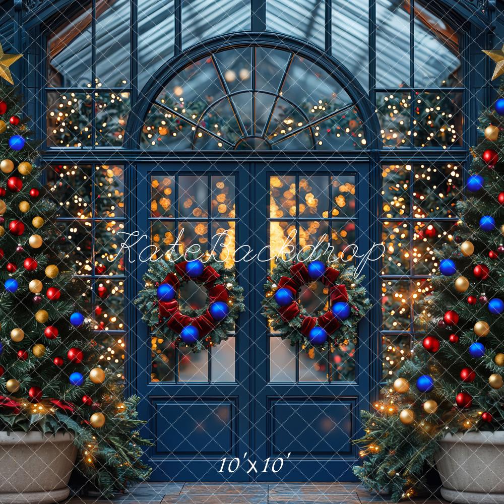 Kate Christmas Tree Greenhouse Wreath Lights Backdrop Designed by Mini MakeBelieve