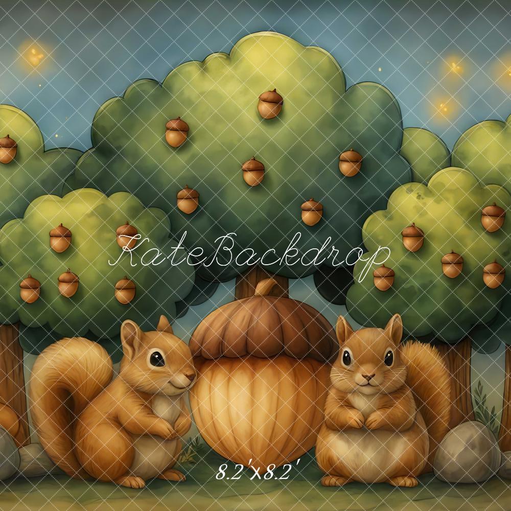 Kate Cake Smash Squirrel Bellota Árboles Fondo Designed by Mini MakeBelieve