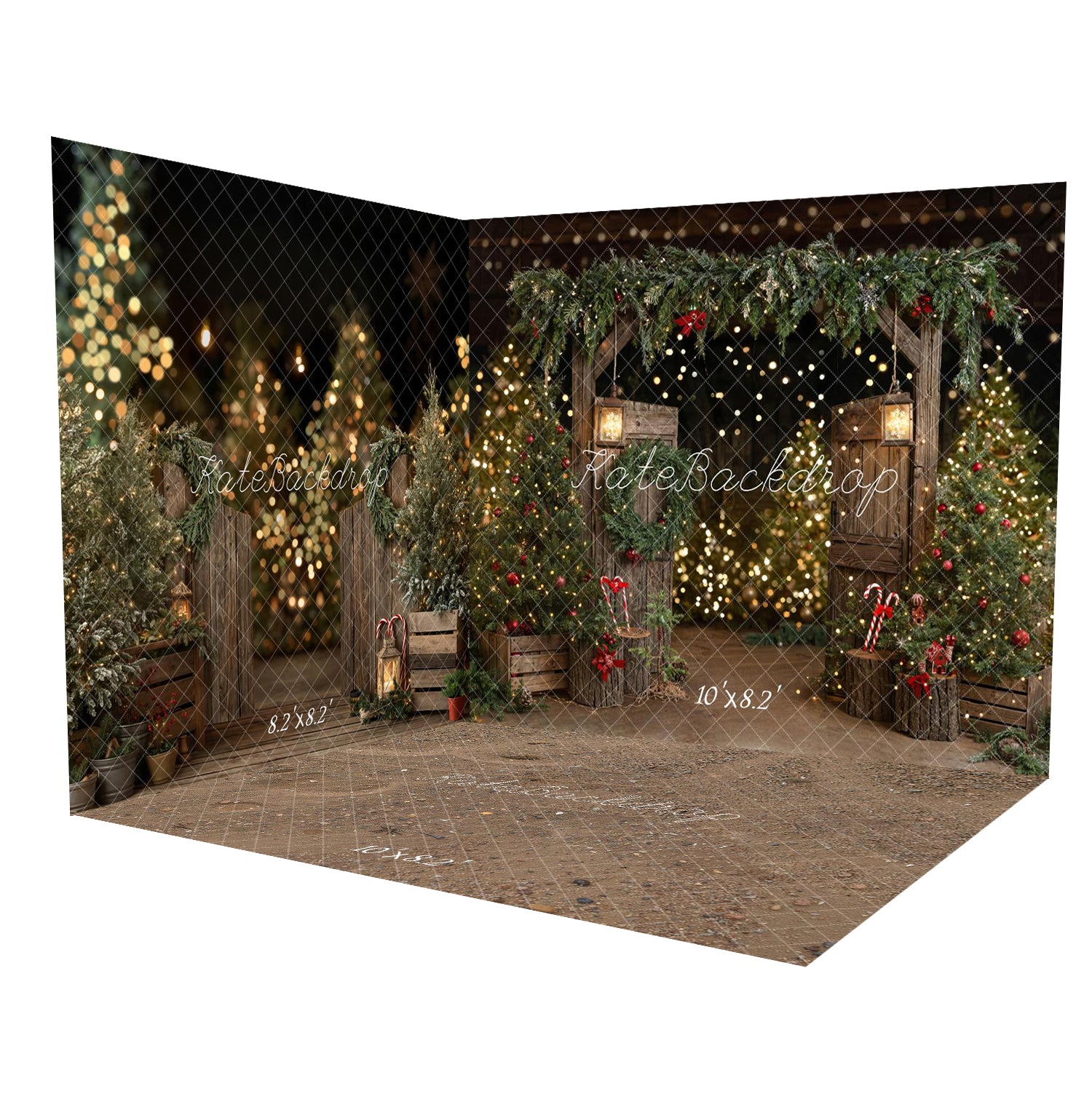 Kate Christmas Tree Rustic Barn Door Wooden Room Set