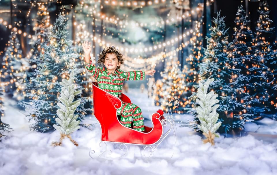 Fondo de luces de cuerda de pinos nevados de Navidad Designed by Emetselch