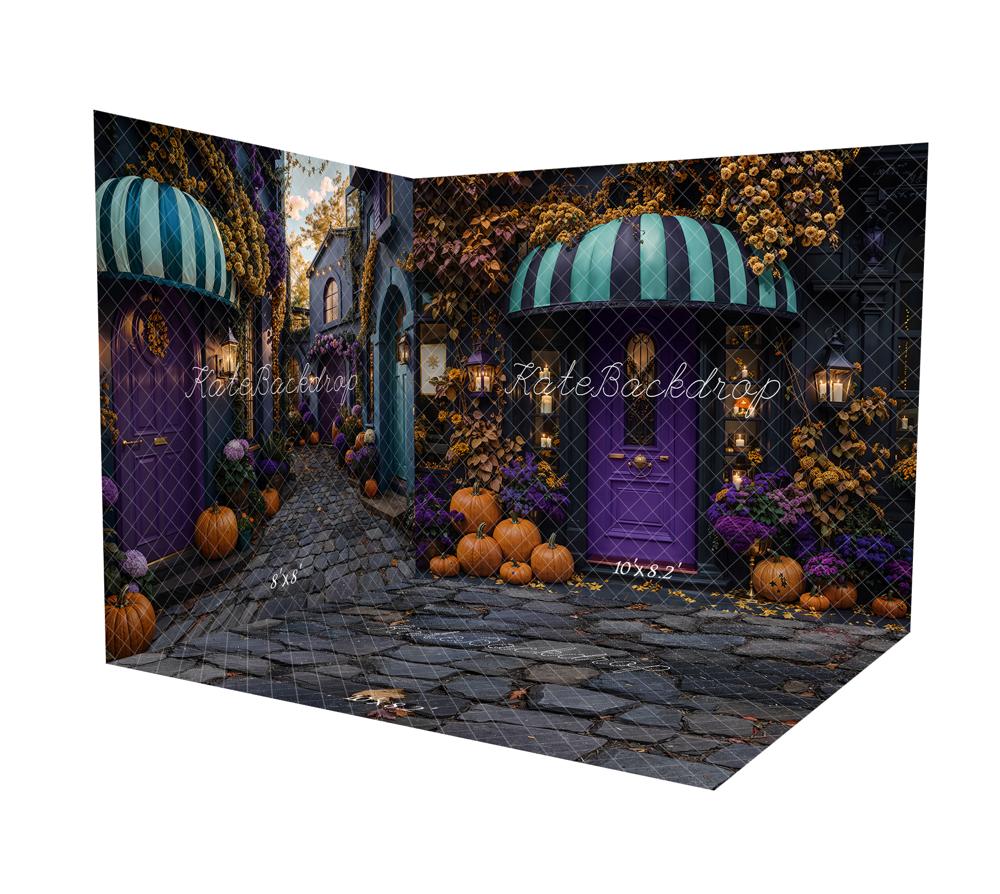 Kate Halloween Purple Door Pumpkins Flowers Awning Room Set