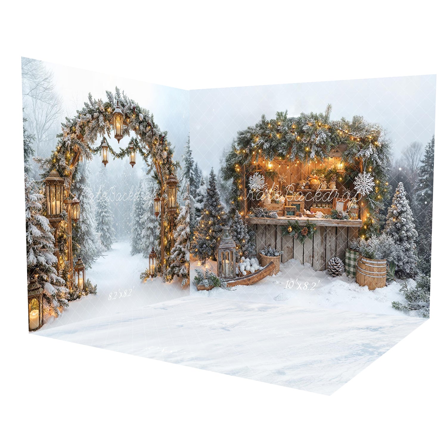 Kate Christmas Garland Hot Cocoa Wood Stand Snowy Pine Room Set