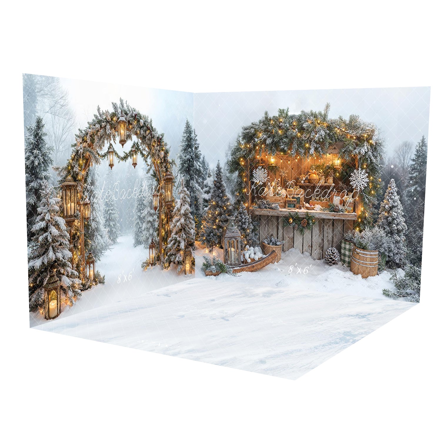 Kate Christmas Garland Hot Cocoa Wood Stand Snowy Pine Room Set