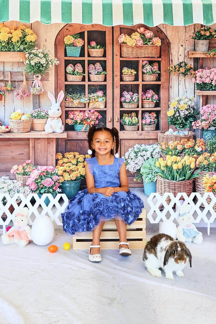 Kate Easter Bunny Flower Shop Baskets Eggs Printed Backdrop Designed by Emetselch