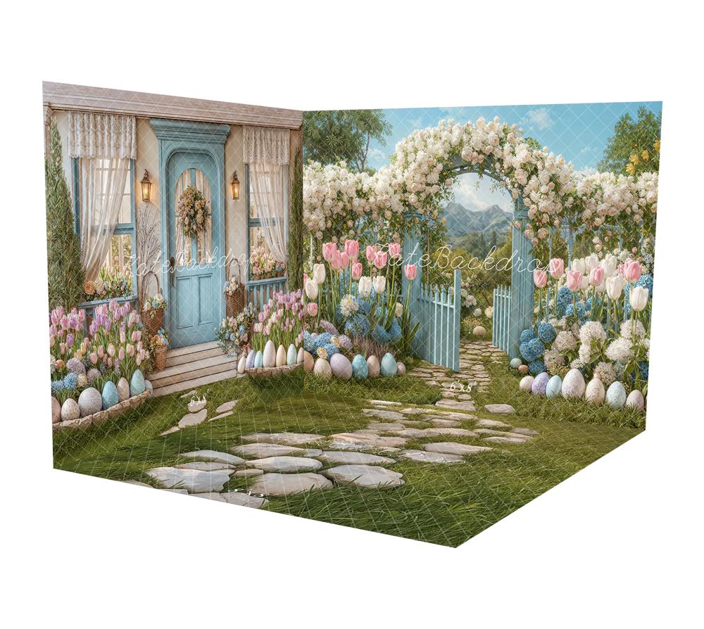 Kate Easter Spring Flower Arch Garden Gate Pastel Eggs Tulips Room Set