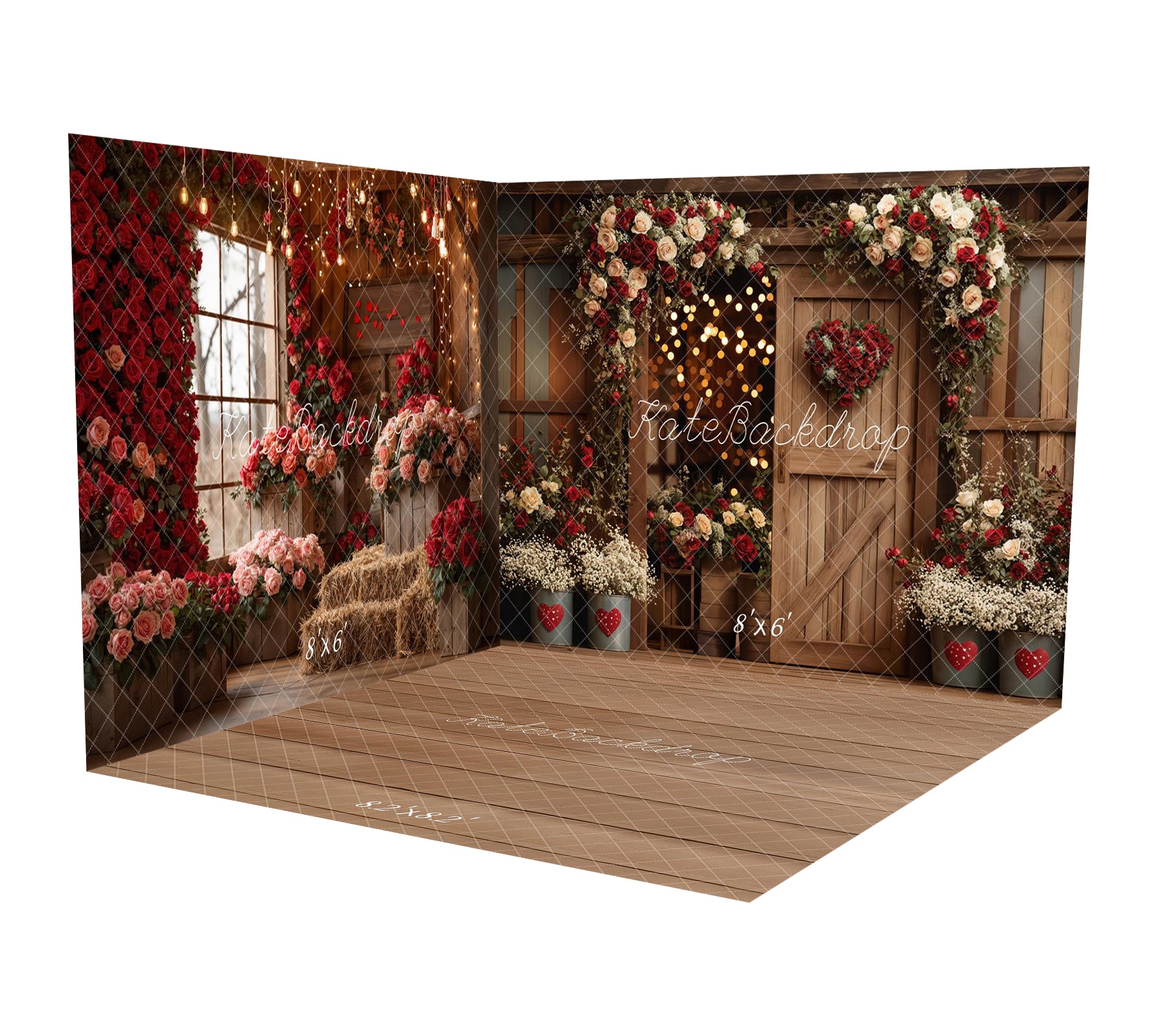 Kate Valentines Flower Arch Heart Wooden Barn Door Room Set
