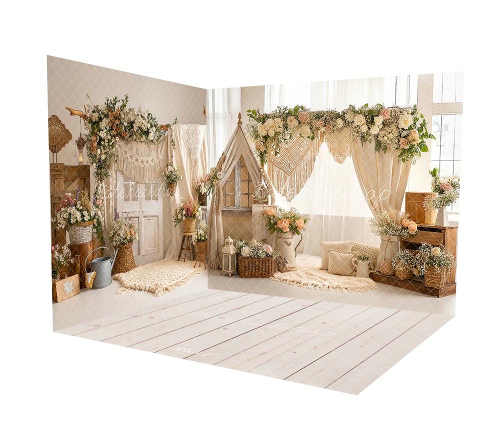 Kate Boho Flower Arch Tent Baskets Macrame Room Set