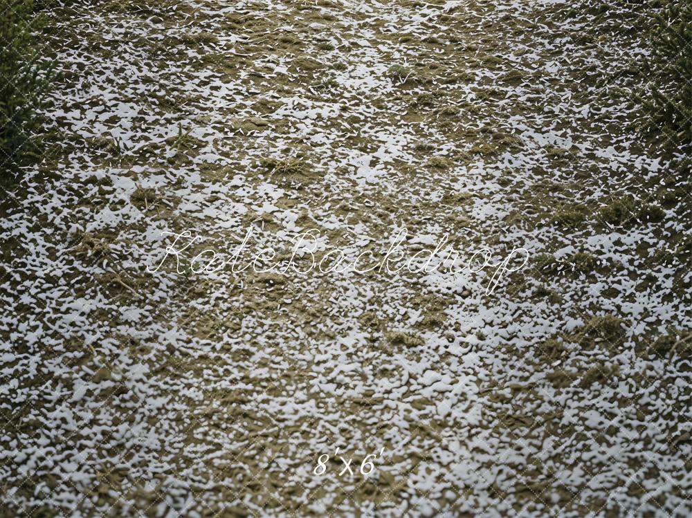 Kate Snowy Ground Dry Grass Floor Printed Backdrop Designed by Emetselch