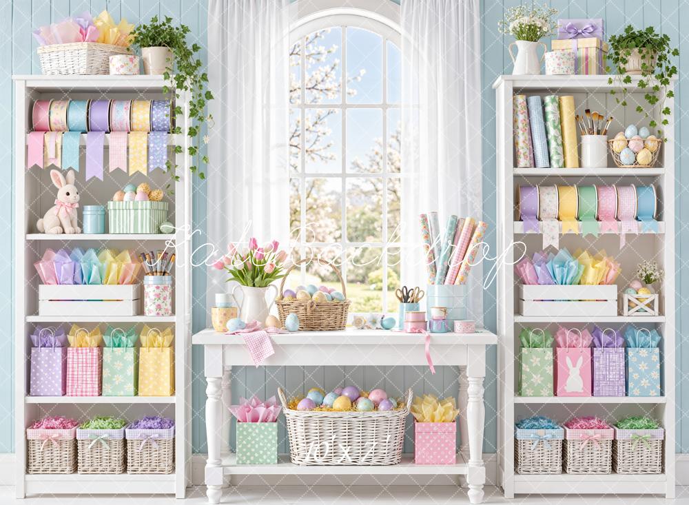 Kate Easter Bunny Pastel Craft Room Shelves Window Matte UV Printed Vinyl Backdrop