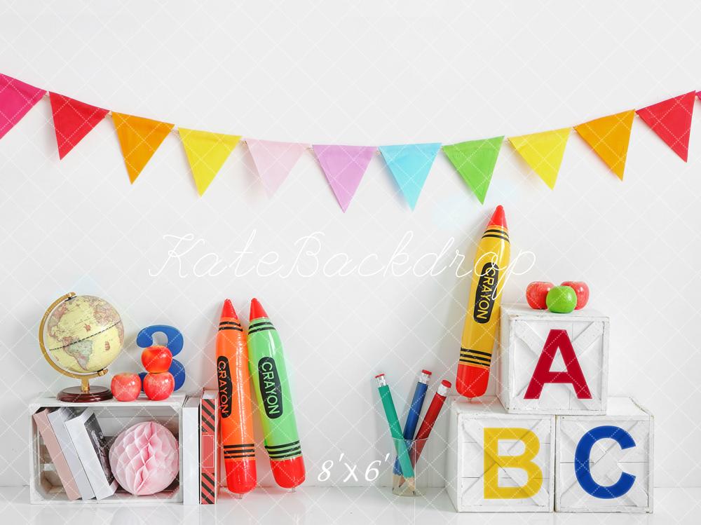 Kate Back to School Backdrop Crayon for Photography