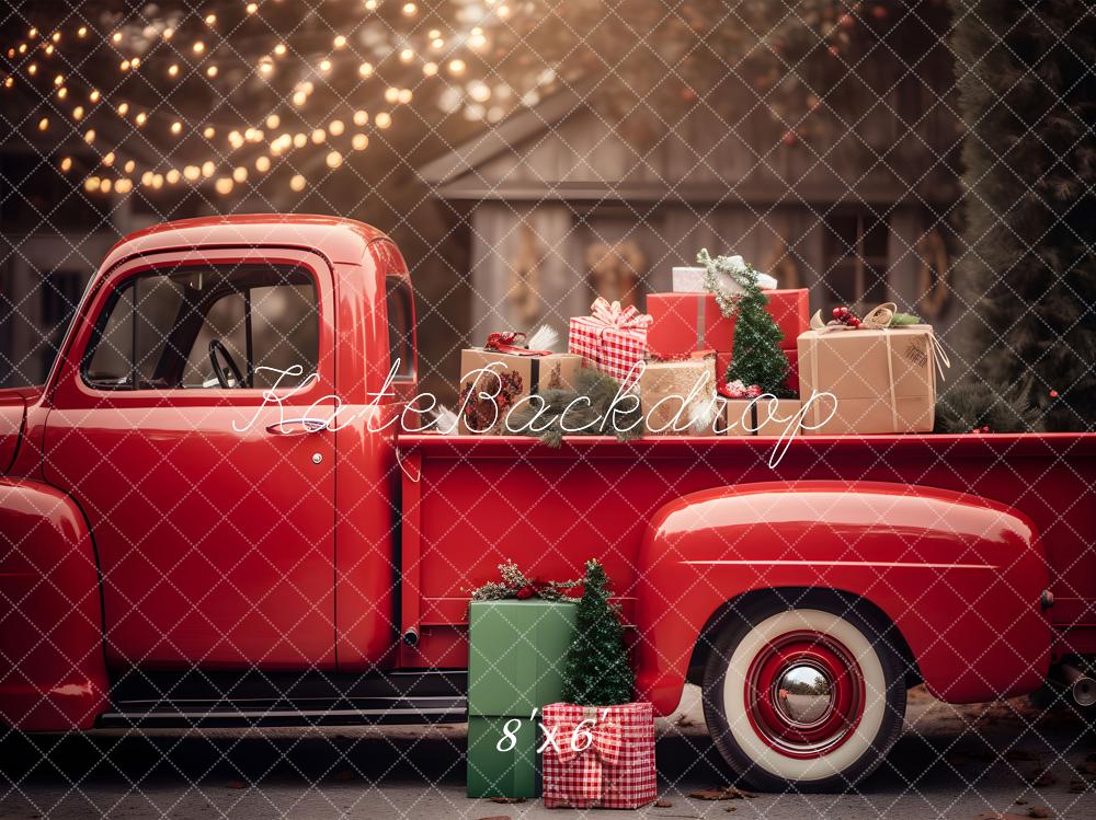 Kate Christmas Gift in Red Truck Backdrop for Photography