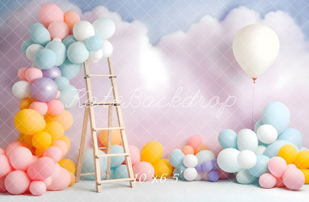 Kate Summer Birthday Balloon Cloud Cake Smash Backdrop Designed by Chain Photography