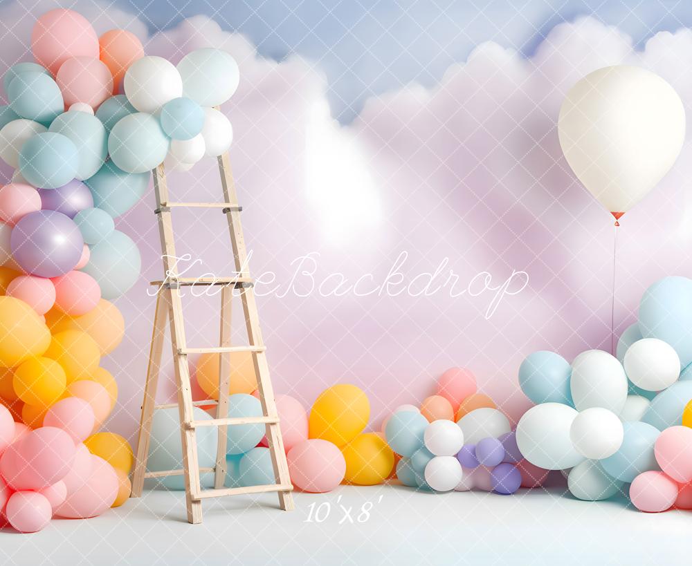 Kate Summer Birthday Balloon Cloud Cake Smash Backdrop Designed by Chain Photography