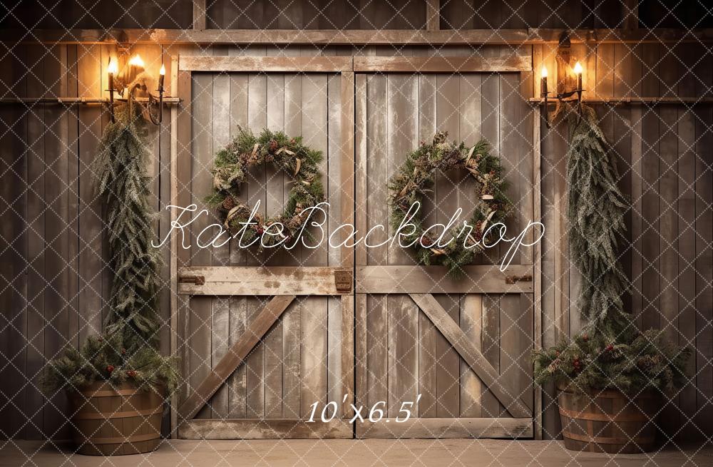 Fondo de Puerta de Granero Antiguo para Fotografía de Navidad