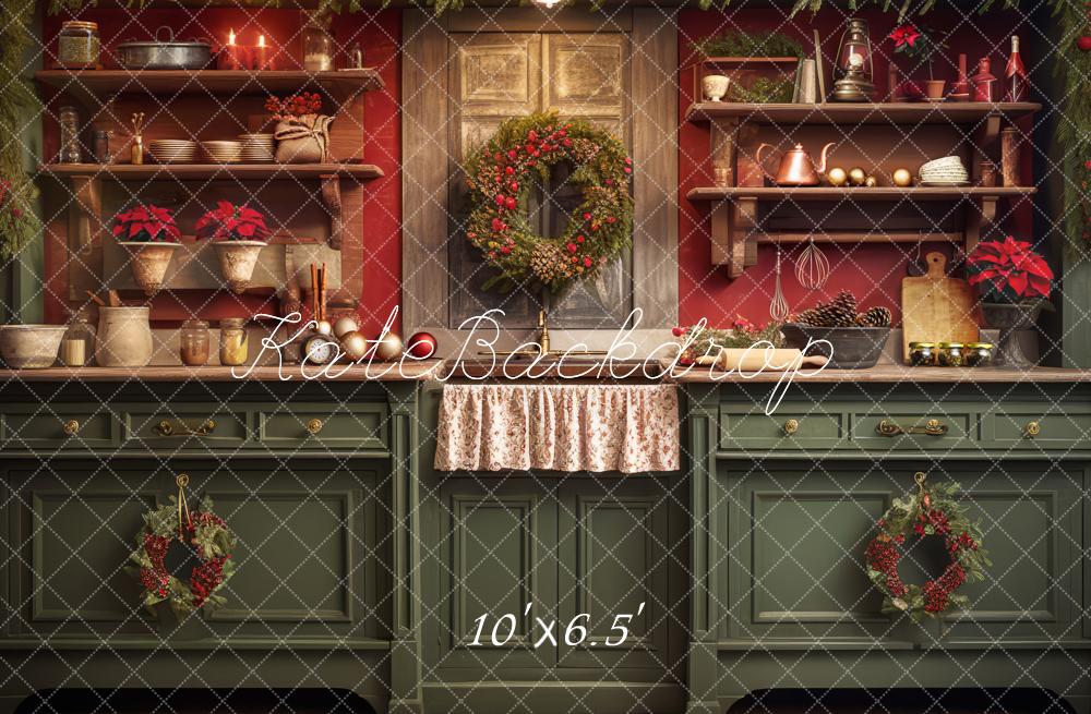 Fondo de cocina de Navidad rojo y verde diseñado por Mandy Ringe Fotografía