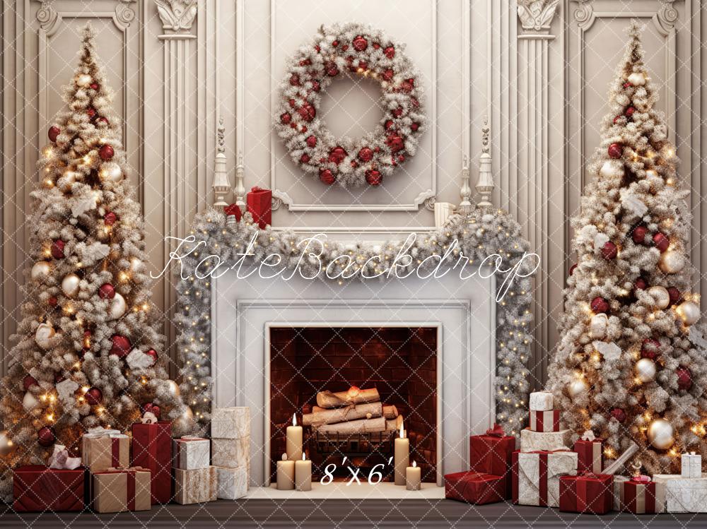 Kerst Vintage muurboom met rood decor voor fotografie