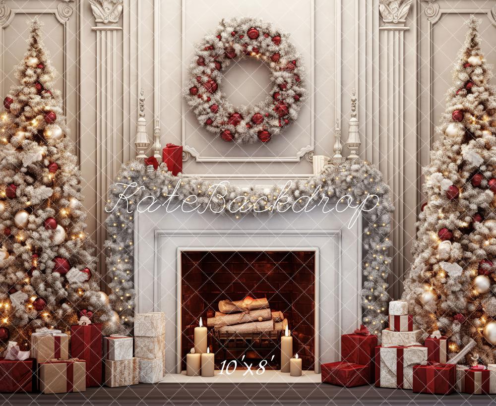 Kerst Vintage muurboom met rood decor voor fotografie