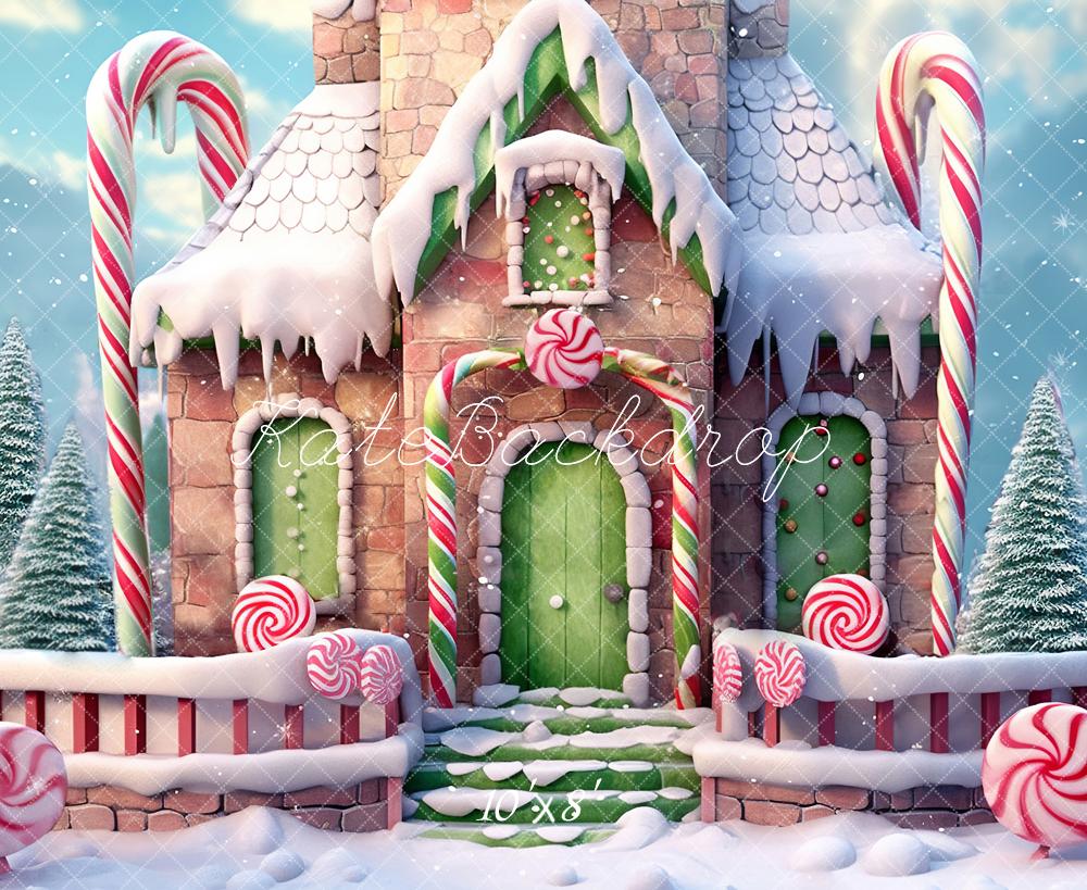 Kate Christmas Winter Candy House Backdrop Designed by Emetselch