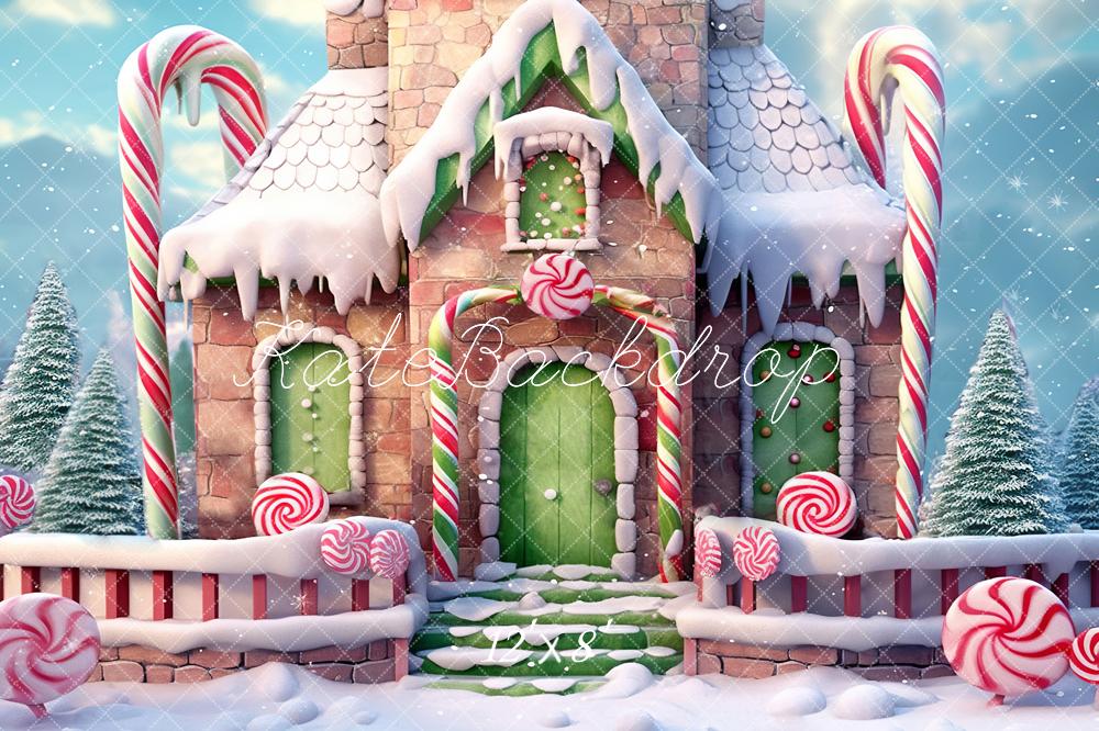 Kate Christmas Winter Candy House Backdrop Designed by Emetselch
