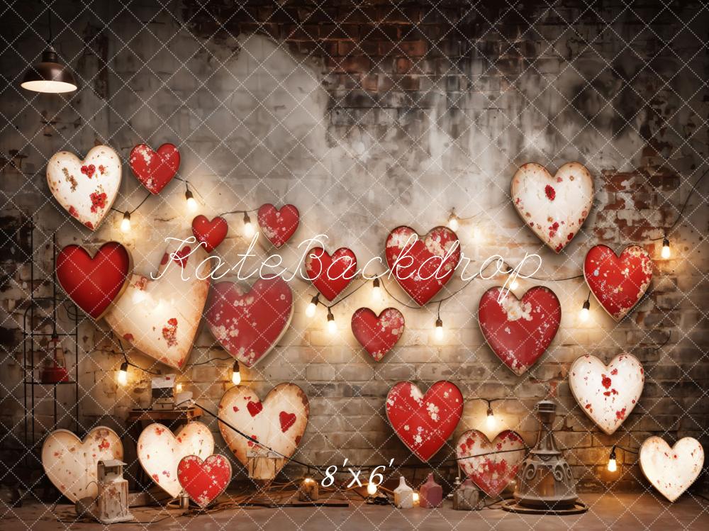 Kate Valentine's Day Industrial Sense Retro Lamp Wall Love Printed Backdrop Designed by Emetselch