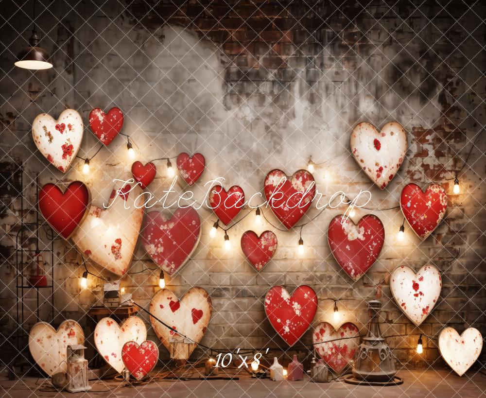 Kate Valentine's Day Industrial Sense Retro Lamp Wall Love Printed Backdrop Designed by Emetselch
