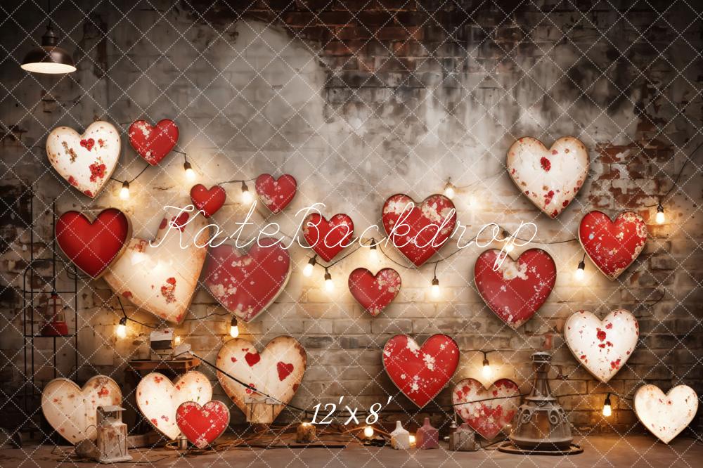 Kate Valentine's Day Industrial Sense Retro Lamp Wall Love Fleece Backdrop Designed by Emetselch