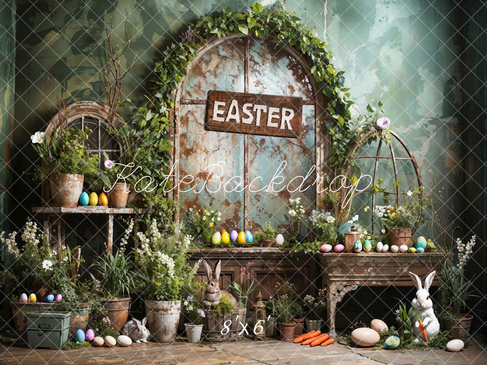 Kate Easter Green Plant Peter Rabbit Printed Backdrop Designed by Emetselch