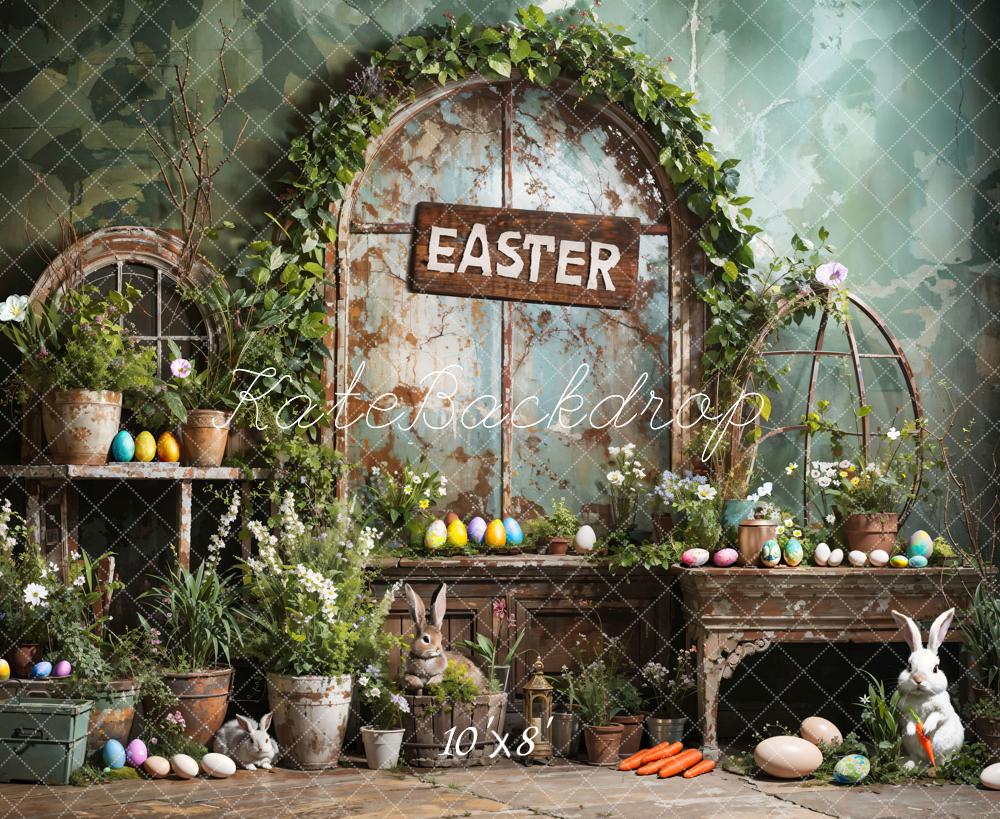Kate Easter Green Plant Peter Rabbit Printed Backdrop Designed by Emetselch