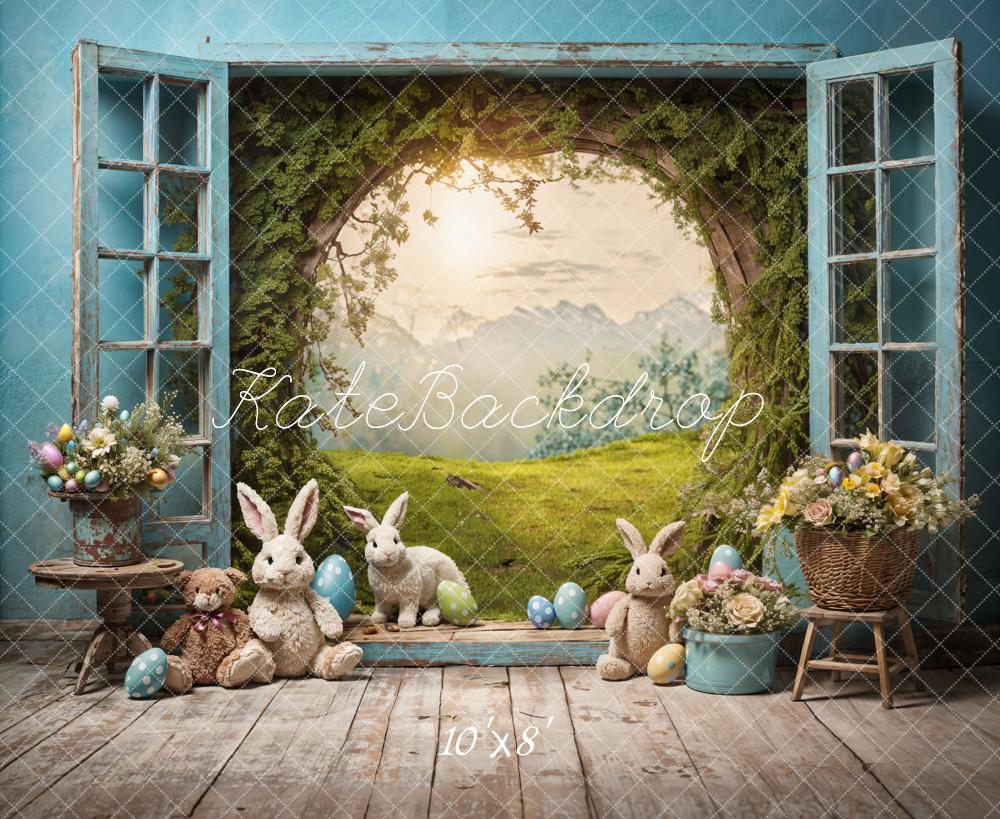 Kate Easter Bunny Hole View Alice in Wonderland Style Backdrop for Storybook-themed Photoshoots