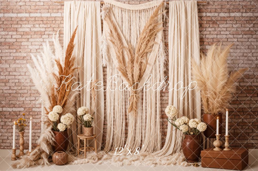 Boho Candle Reed Gordijnen Fleece Foto Achtergrond Ontworpen door Chain Photography