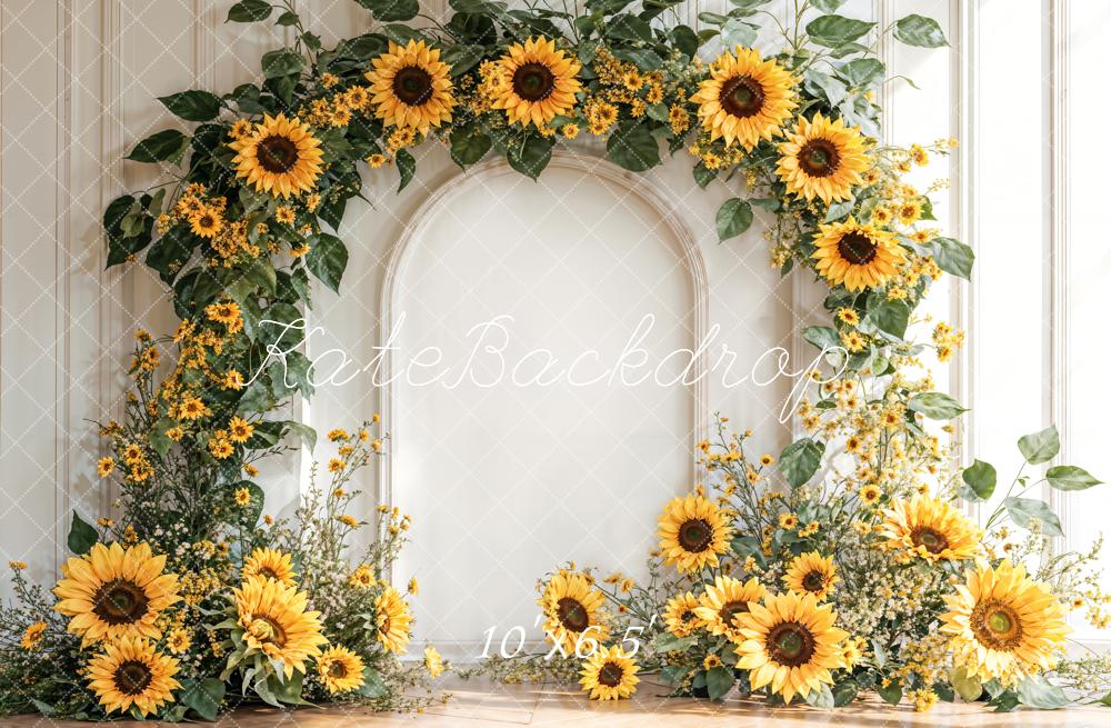 Kate Sunflower Arch Floral Retro Wall Backdrop Designed by Emetselch