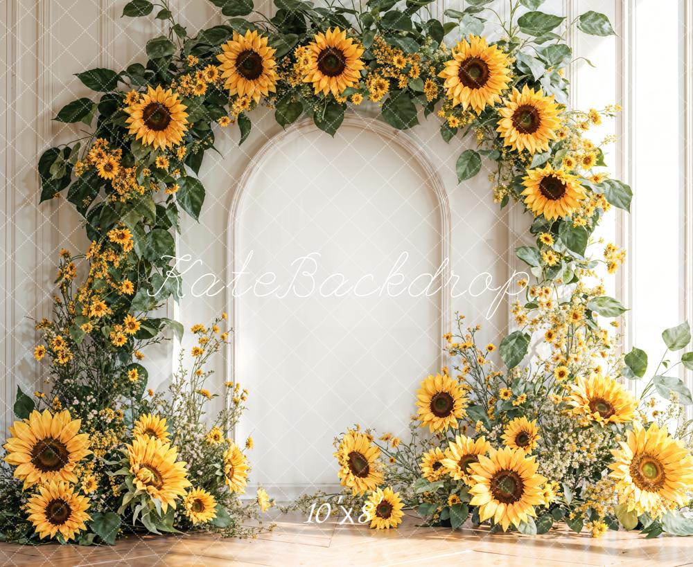 Kate Sunflower Arch Floral Retro Wall Backdrop Designed by Emetselch