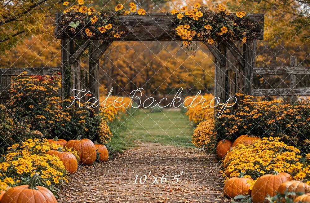 Kate Fall Pumpkin Flower Arch Backdrop Designed by Emetselch