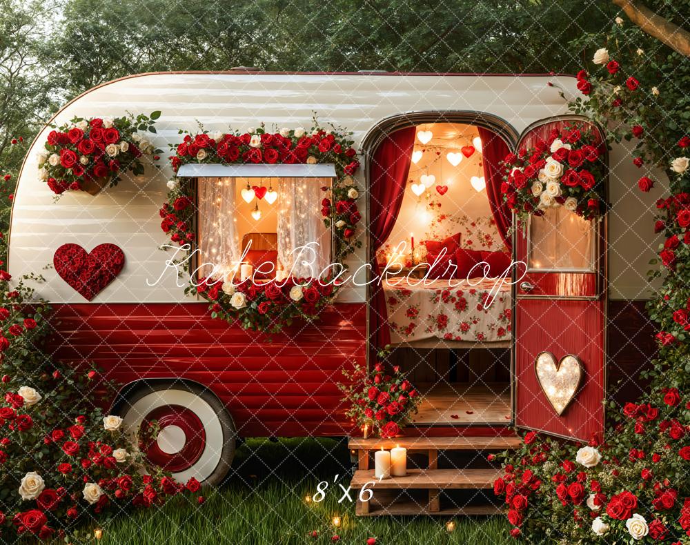 Fondo Romántico de Corazón de Camper del Día de San Valentín Diseñado por Emetselch