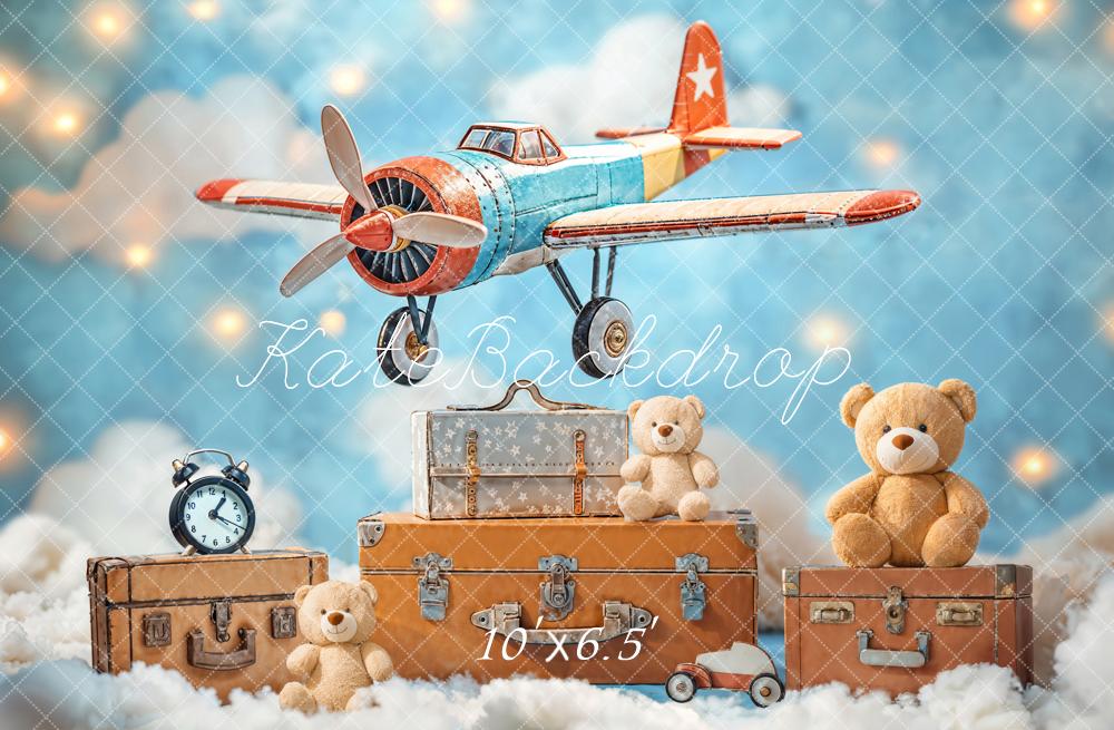 Fondo de Osito de Peluche de Avión Vintage Diseñado por Emetselch