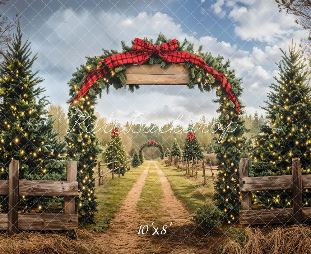 Kerstboom Boerderij Boog Pad Foto Achtergrond Designed by Emetselch