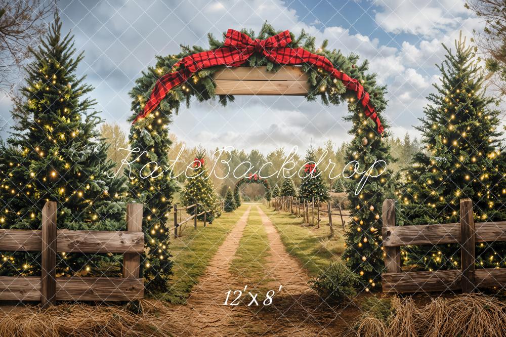 Kerstboom Boerderij Boog Pad Foto Achtergrond Designed by Emetselch