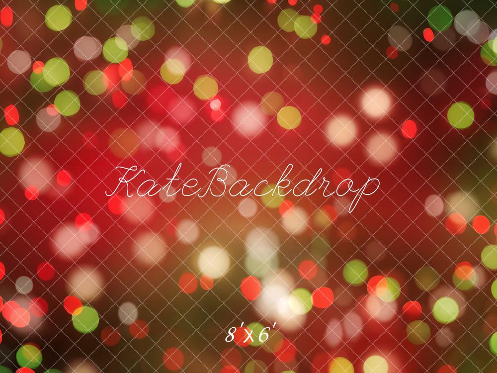 Kate Christmas Red Green Bokeh Lights Backdrop Designed by Emetselch