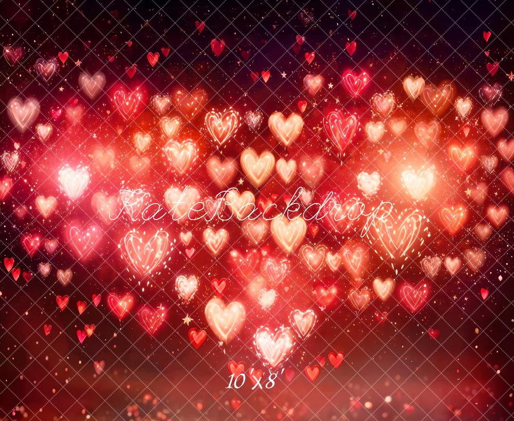 Kate Valentine's Day Y2K Heart Bokeh Red Backdrop Designed by Emetselch