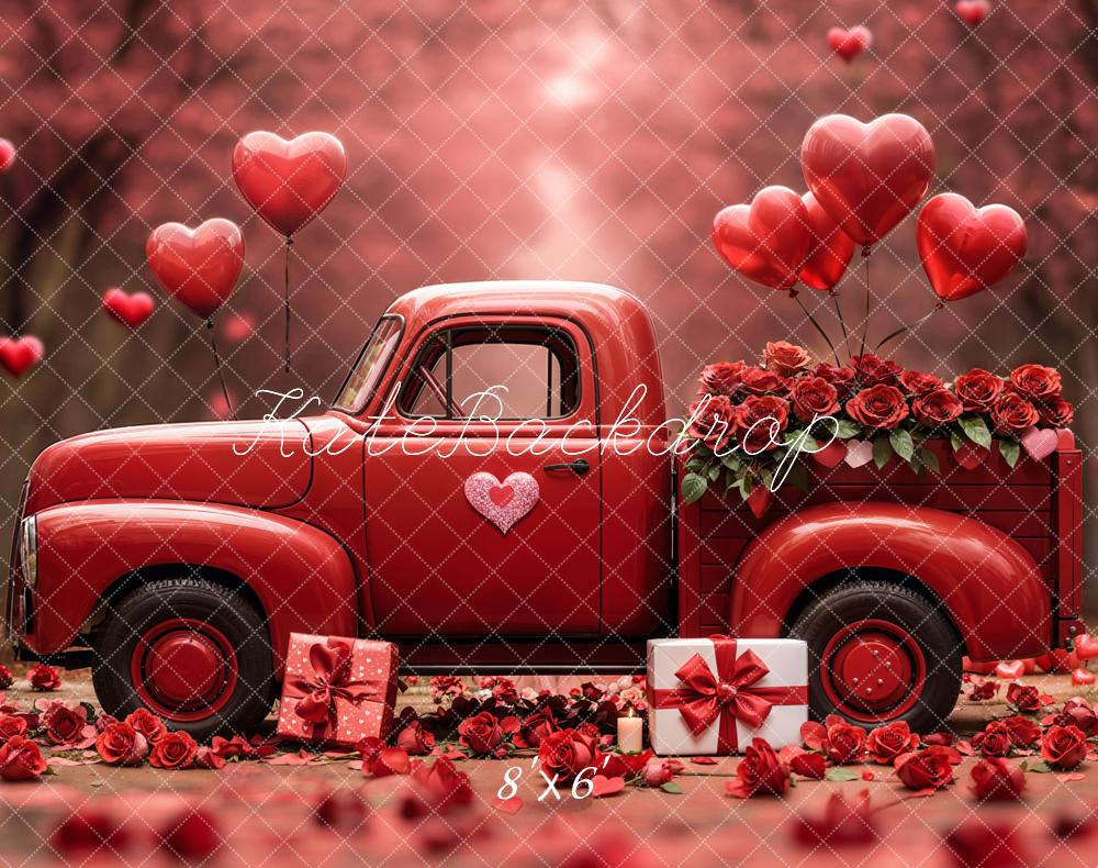 Sfondo per San Valentino Camion Rosso Cuori Palloncini Designed by Emetselch