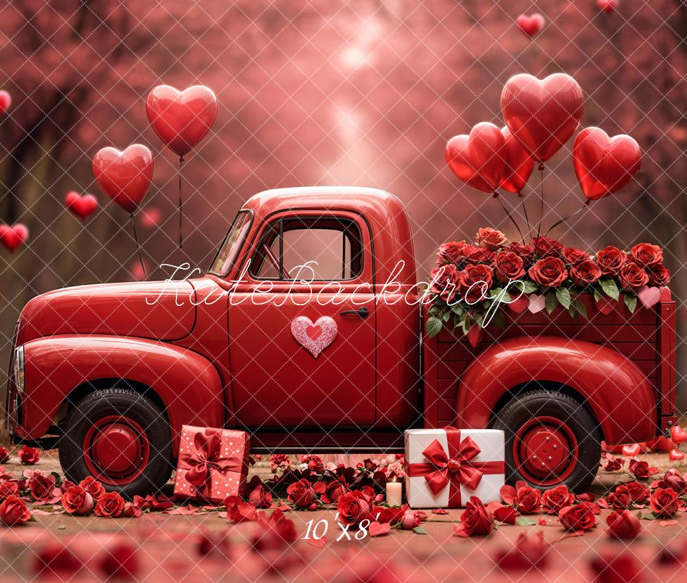 Sfondo per San Valentino Camion Rosso Cuori Palloncini Designed by Emetselch