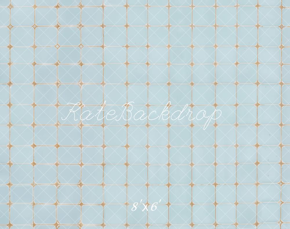 Kate Vintage Blue Tile Pattern Floor Backdrop Designed by Emetselch
