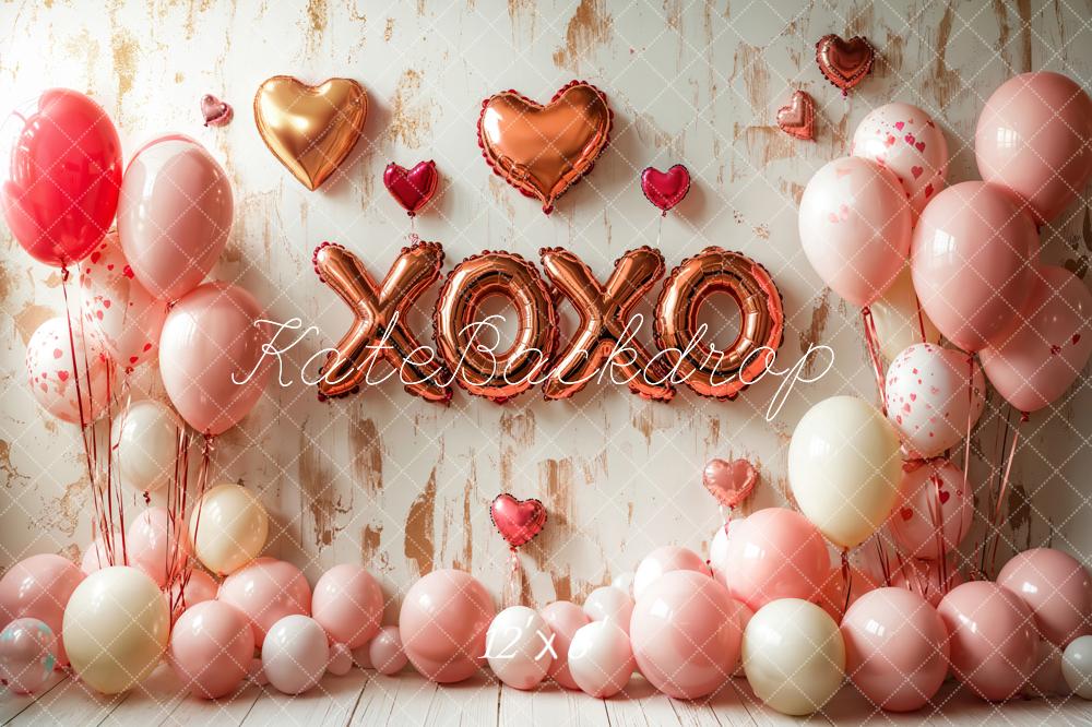 Kate Valentine's XOXO Heart Balloons Backdrop Designed by Emetselch